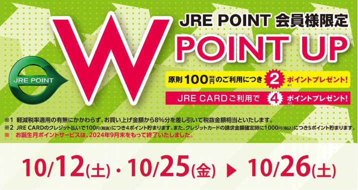 JRE POINT Wポイントキャンペーン実施！